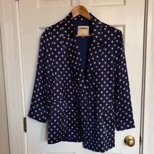 L'AGENCE Navy Blazer with Gold Dot Pattern